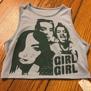 Blue/Gregen Graphic Crop Top